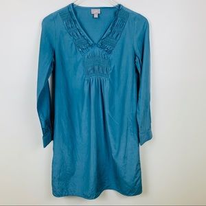 J. Jill Silk & Cotton Shirt Dress, Teal, Size XSP